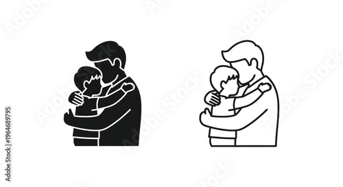 Father and child hugging, love family Vector