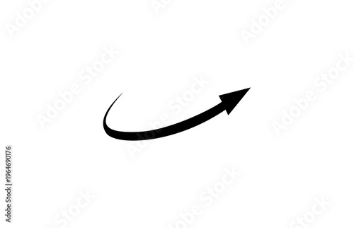 Fotografie Abstract Black Curved Arrow Pointing Up and Right