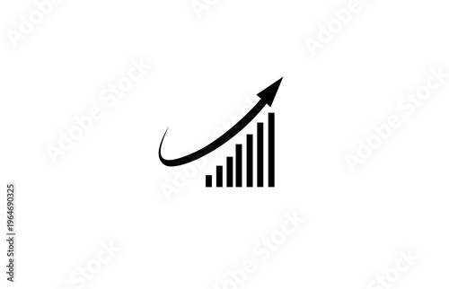 Upward Trending Bar Chart with Elegant Curving Arrow