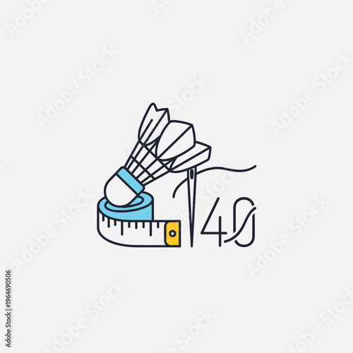 Minimalist sewing and tailoring icons set, 40 line art vector elements for fashion design, needle and measuring tape illustrations