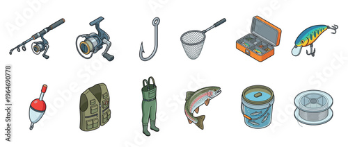 Fishing equipment and accessories for angling, including rods, reels, lures, and other essential gear for a successful catch.