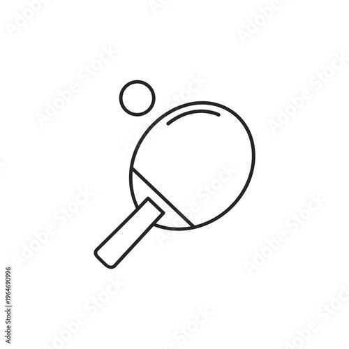 Cuadro en lienzo Minimalist table tennis racket and ball vector icon, black line art ping pong pa