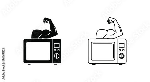Flexing muscles on microwaves Vector