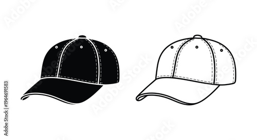 Black and white baseball caps Vector
