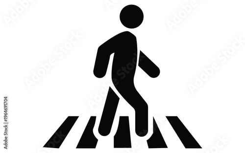 pedestrian crossing zebra crossing icon road safety walking person symbol for traffic rules and urban transport concept