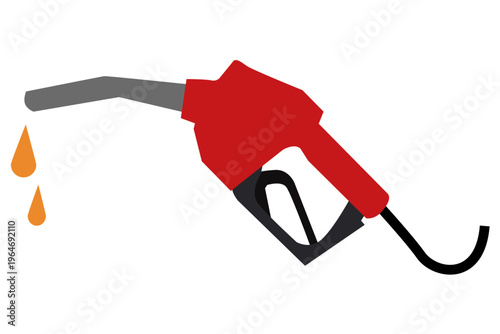 ガソリン給油ノズルと燃料の雫 フラットなエネルギーイメージイラスト