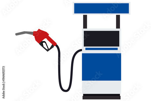 ガソリンスタンドの給油機とノズル 燃料供給設備のフラットイラスト