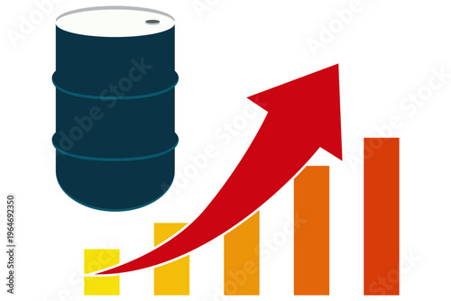 原油価格の上昇を示すグラフとオイルドラムの経済イメージイラスト
