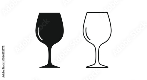 Wine glasses black and white illustration Vector