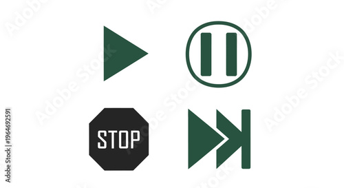Free Download Green play pause stop buttons icons. - GFXLoad