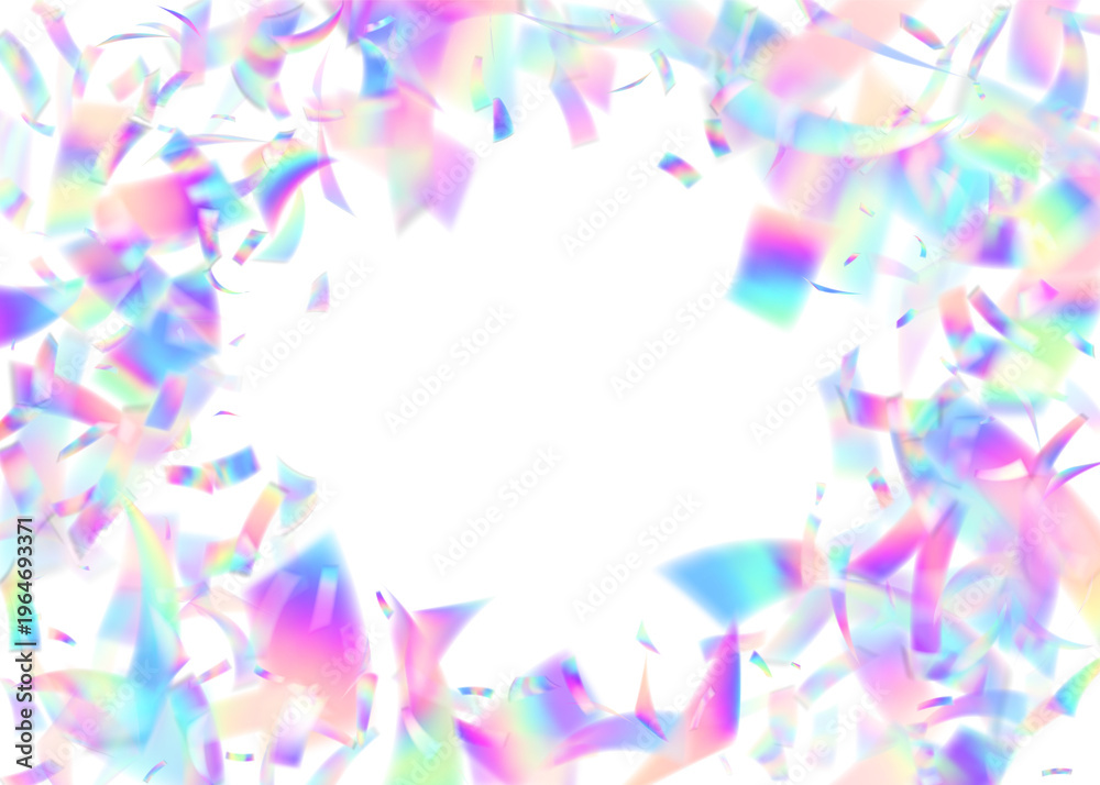 Fototapeta premium Carnaval Effect. Neon Confetti. Purple Happy Burst. Isolated Tinsel. Retro Iridescent Illustration. Abstract Flag. Anniversary Ribbon. Glare Texture. Blue Carnaval Effect