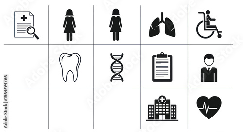 Medical Icons Set: Healthcare, Science, and Wellness Symbols