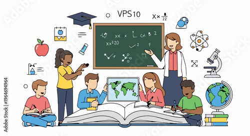 Engaging Classroom Scene - Teacher and Students Exploring Knowledge Together.