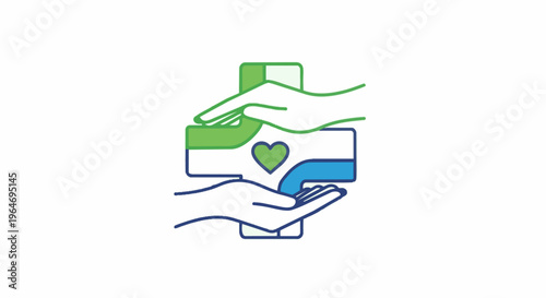 Hands cradling a medical cross with a heart, symbolizing healthcare and support.