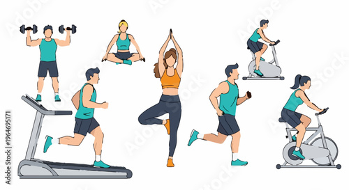 Diverse Fitness Activities - A Collection of People Exercising.