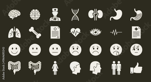 Medical Icons Set: Health, Science, Emotions, and Human Anatomy