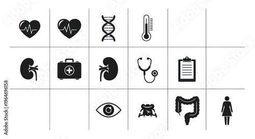 Medical Icons Set: Health, Science, and Anatomy Symbols for Healthcare and Research