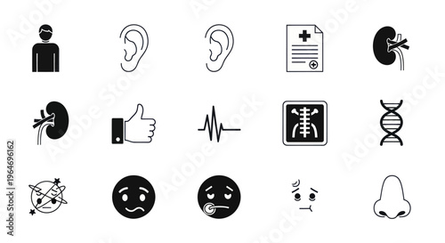 Medical Icons Set: Health, Science, and Body Parts