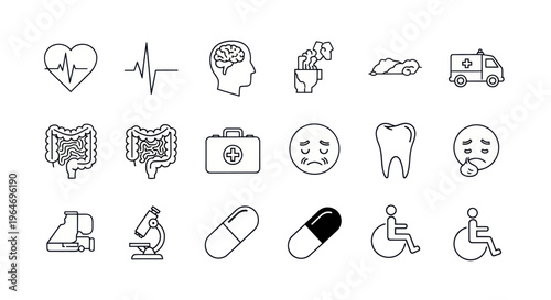 Medical Icons Set: Health, Science, and Care Symbols