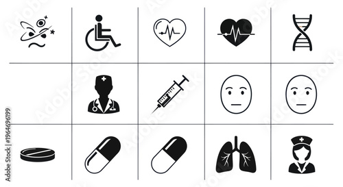 Medical Icons Set: Health, Science, and Care Symbols