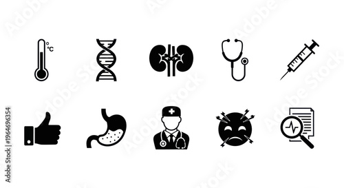 Medical Icons Set: Health, Science, and Healthcare Symbols