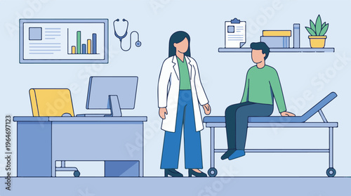 Doctor Consulting Patient in Modern Medical Examination Room
