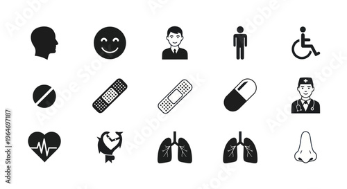 Medical Icons Set: Health, Care, and Science Symbols
