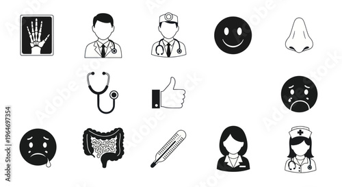 Medical Icons Set: Health, Doctor, Hospital, Science, and Healthcare Symbols