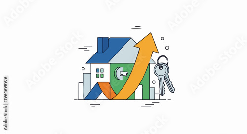 Rising Real Estate Market - Home Value Increase Illustration.