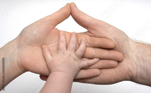 Cuadro en lienzo A baby hand rests gently in an adult hand, symbolizing protection and connection