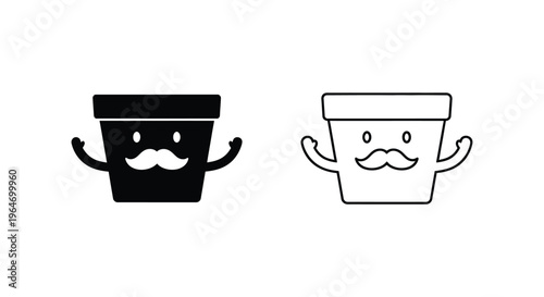 Funny bucket cartoon character pair Vector