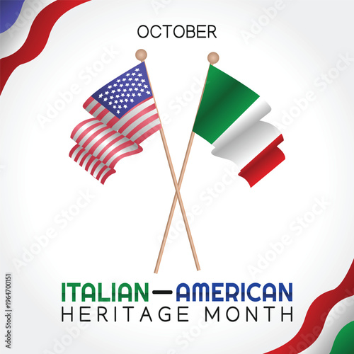 Italian american heritage month celebration with us and italy flags