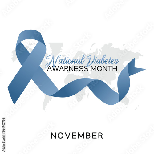 National diabetes awareness month blue ribbon logo