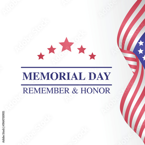 Memorial day tribute with patriotic american flag