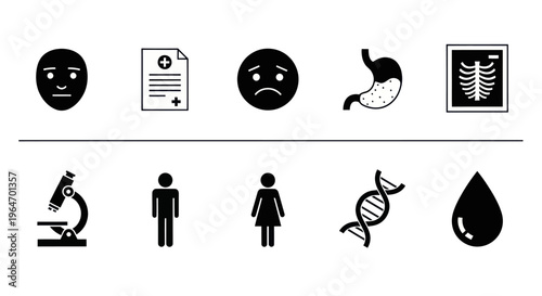 Medical Icons: Health, Diagnosis, Science, and Anatomy Symbols