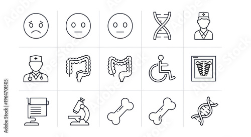 Medical Icons: Healthcare, Science, and Human Body Graphics