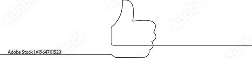 Minimalist continuous line drawing of thumbs up hand gesture approval