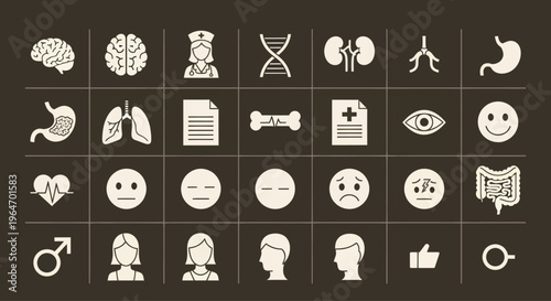 Medical Icons Set - Health, Science, and Human Body Symbols