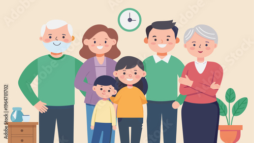 Diverse family with elderly person and children embracing in a happy moment Vector