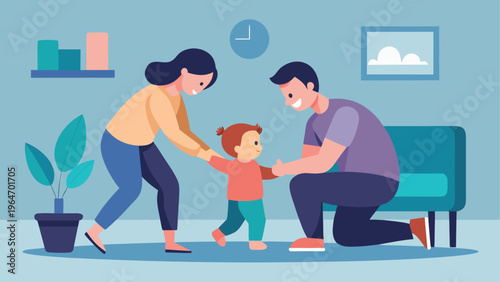Family sharing a heartfelt moment with a new baby at home Vector
