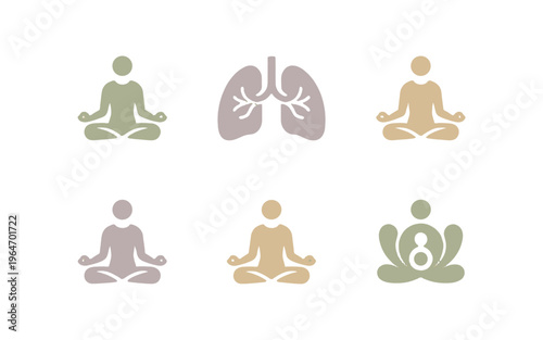 Yoga and Meditation Symbol Set.