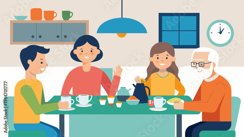 A group of people having a collaborative meeting around a table with laptops and documents Vector