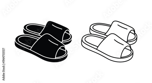 Black and white slippers Vector