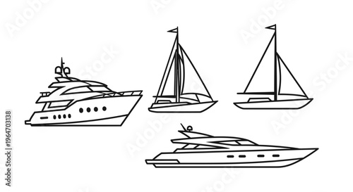 Yachts and Sailing Boats Illustration.