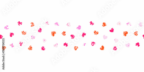 Abstract scattering of colorful brushstroke like shapes on a white background