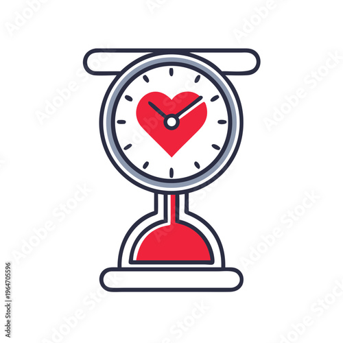 Geometric Hourglass Clock with Heart Shape Illustrating Time Management for Romance and Anniversary Event Planning