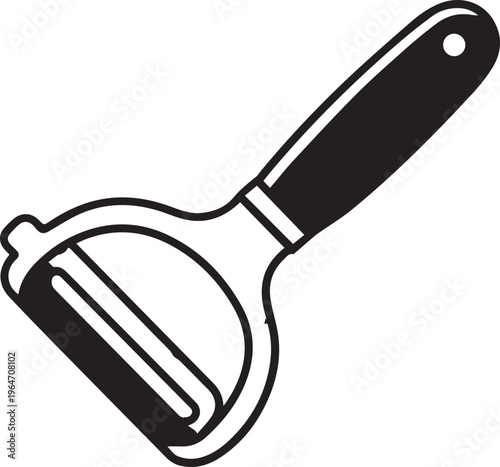 Peeler kitchen utensil in black and white vector illustration isolated on a white background cooking tool design