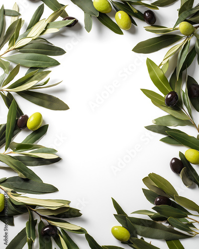 Frame of olive branches with olives
