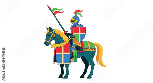 Knight on horseback vector illustration against white background