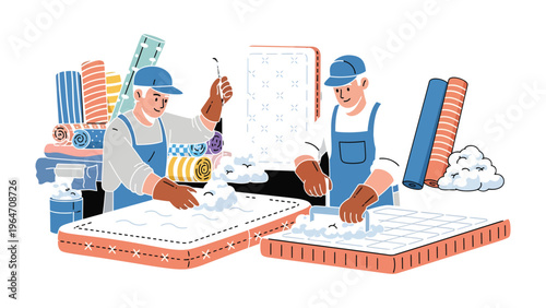 Mattress Cleaning Process: Capturing the meticulous work of skilled professionals as they thoroughly clean a mattress, ensuring hygiene and freshness.